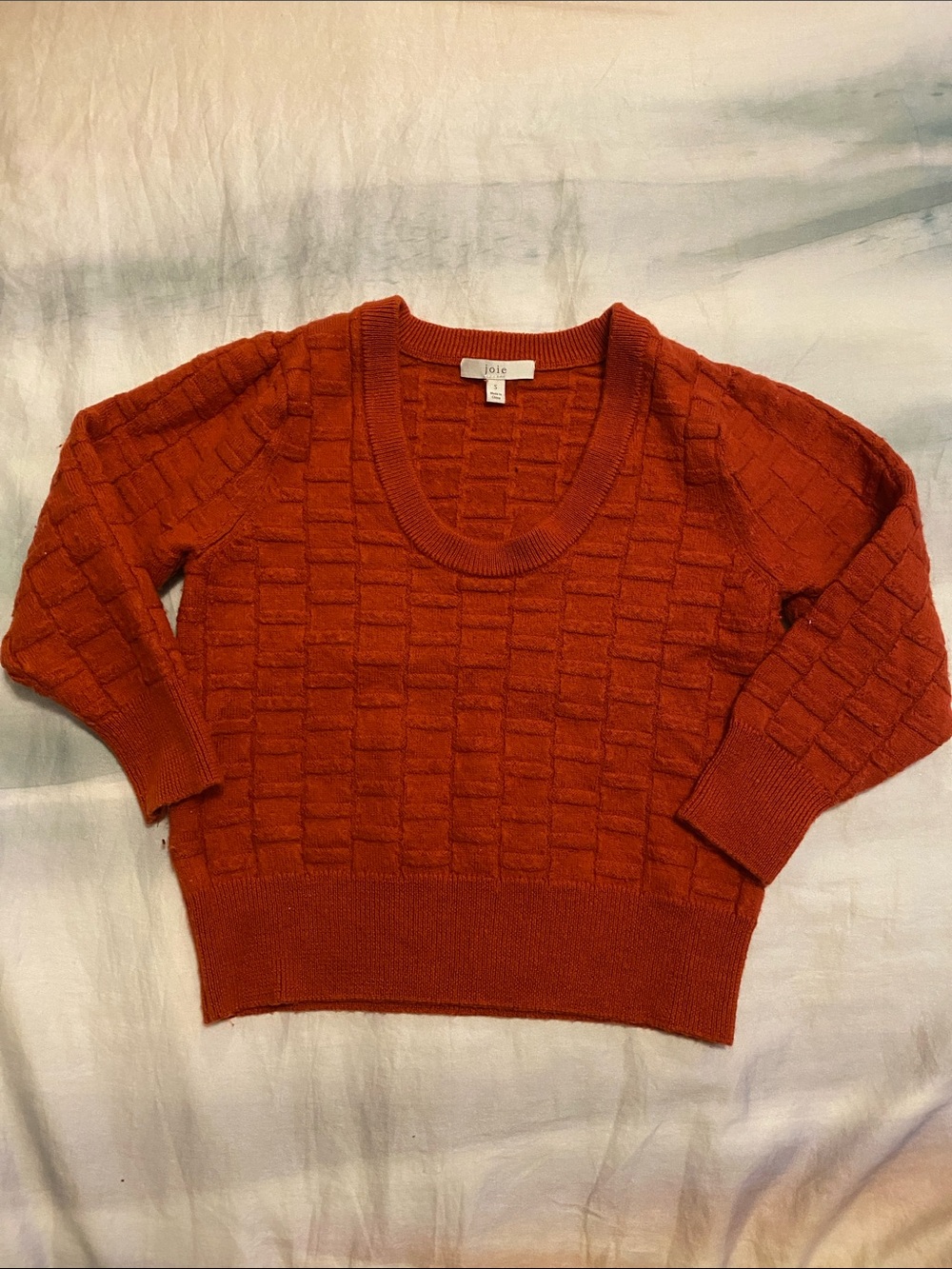 Joie Women's Burnt Orange Textured Scoop Neck Sweater Size S Used